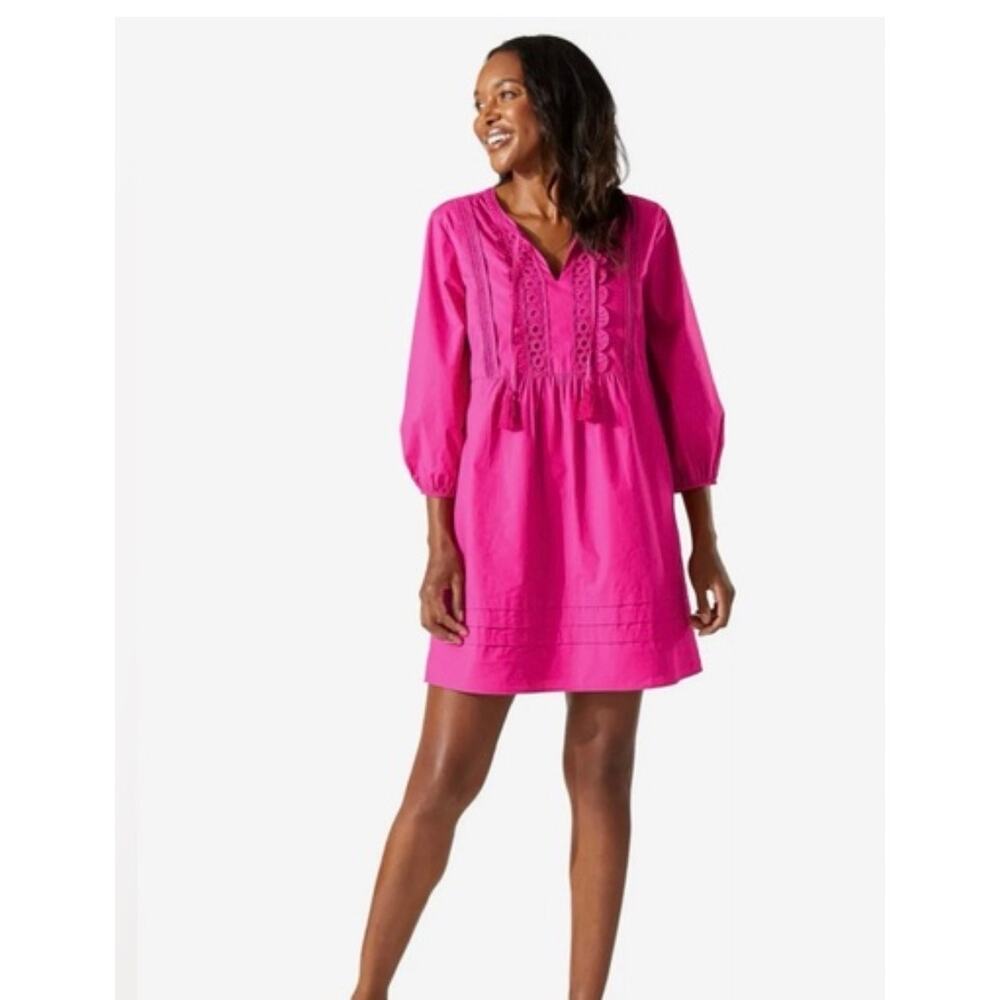 Tommy Bahama Salina Key Poplin Split-Neck Dress Cover Up Tunic Size M? Resort